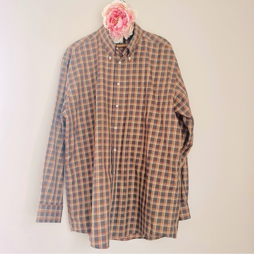 Jos. A. Bank Plaid Button Down Dress Shirt Men’s Large Traveler’s Collection